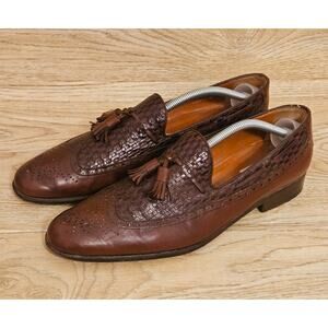 Moreschi Brown Leather Tasseled Dress Shoes Slip-On Loafers Mens Size US 10